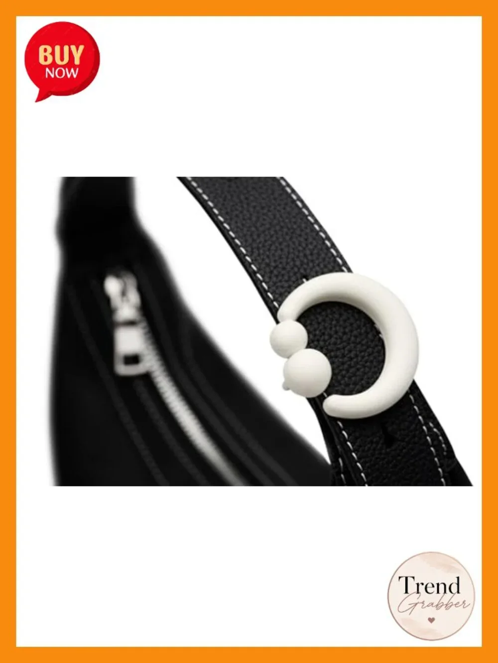 Genuine Leather Crescent Crossbody Hobo Bag with Adjustable Strap